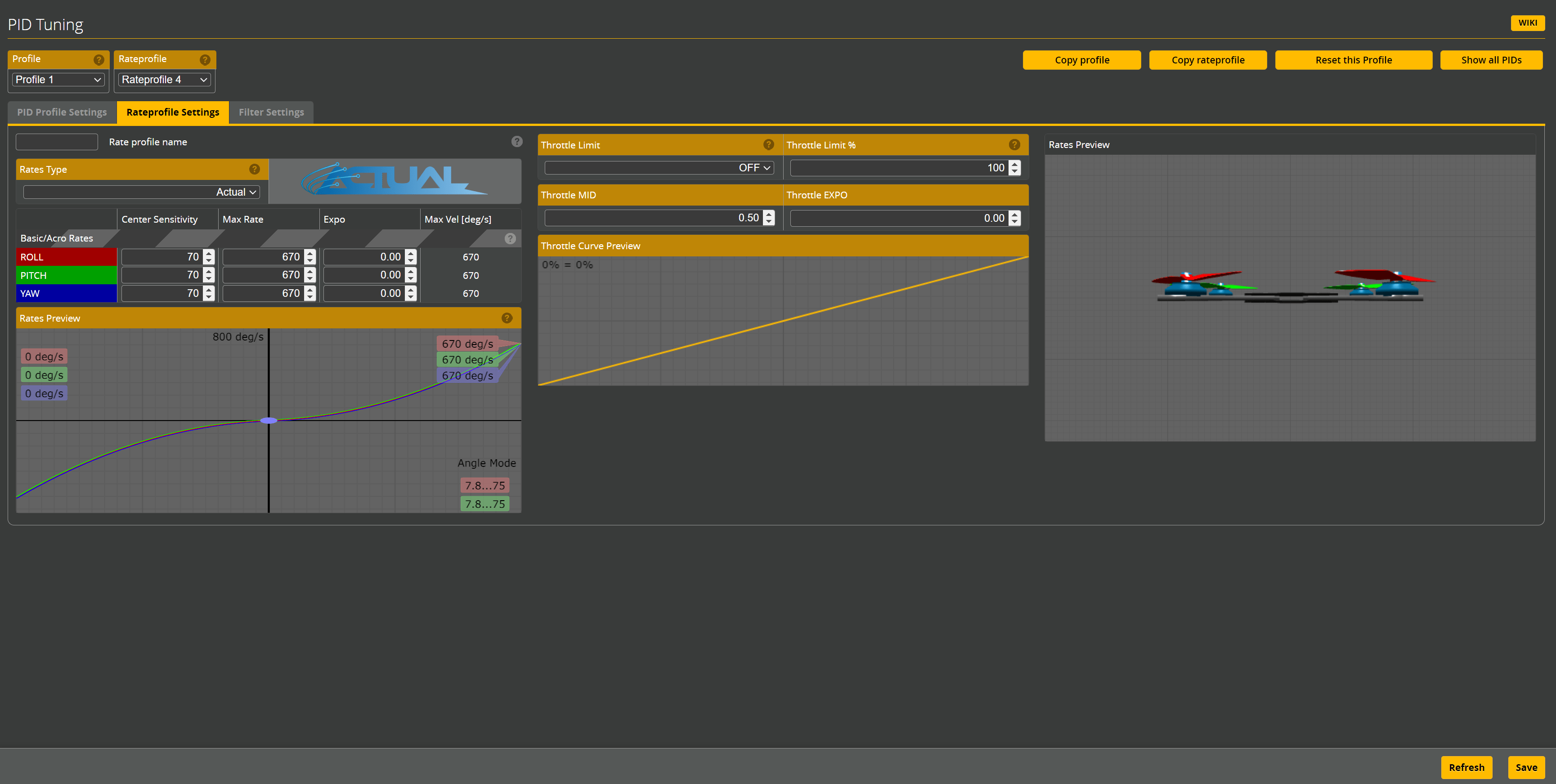 Rateprofile Settings